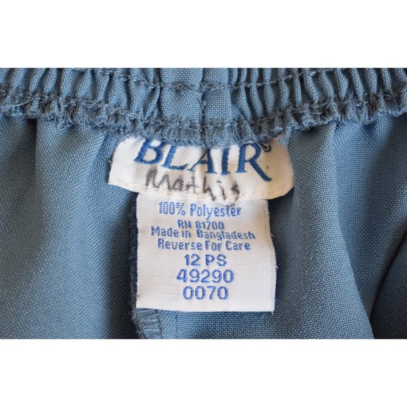 Vintage 80s Cornflower Blue Gathered Waist Polyester Trousers | 26-34 waist - Picture 7 of 7